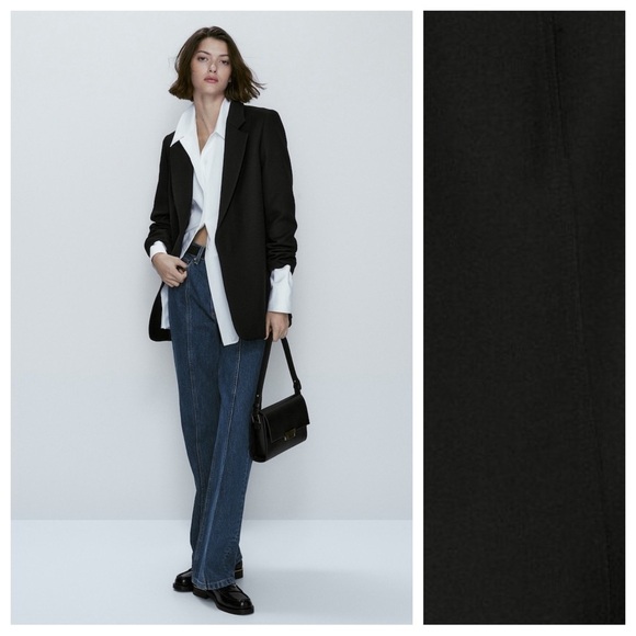 Massimo Dutti Jackets & Blazers - NWT. Massimo Dutti Black 100% Wool Micro-Textured Open Blazer. Size 2, 4.